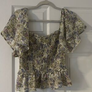 ASTR Peplum Ruched Top in Floral